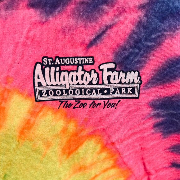 St Augustine Alligator Farm Mens Shirt 3XL Purple Pink Tie Dye Peace Love Gators - Picture 3 of 10